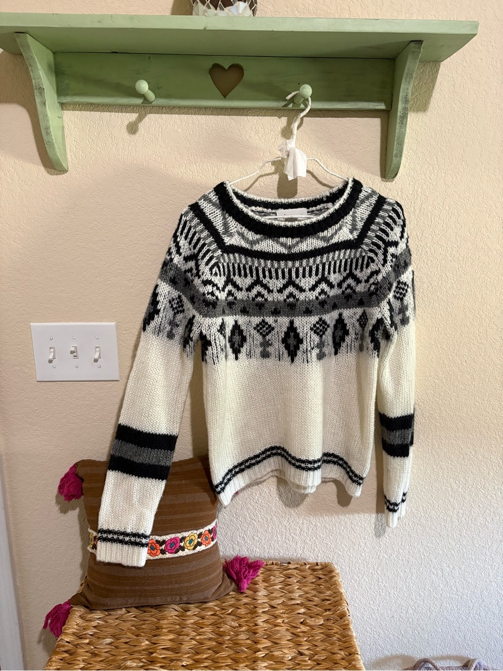 Anthropologie Classic Black & White Nordic Knit Sweater